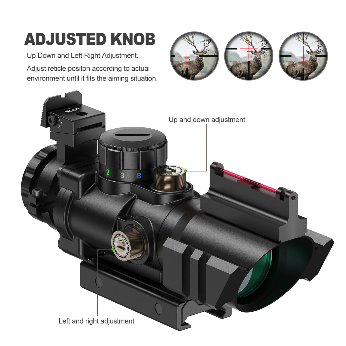 Hawkway R122 4X32mm Red/Green/Blue Reticle Rifle Scope