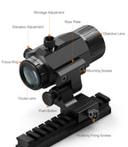Hawkway M38 5X Red Dot Magnifier With Left Flip Mount