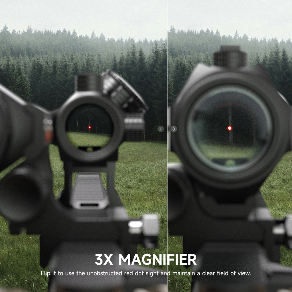 Hawkway M40 3X Red Dot Magnifier With Left Flip Mount