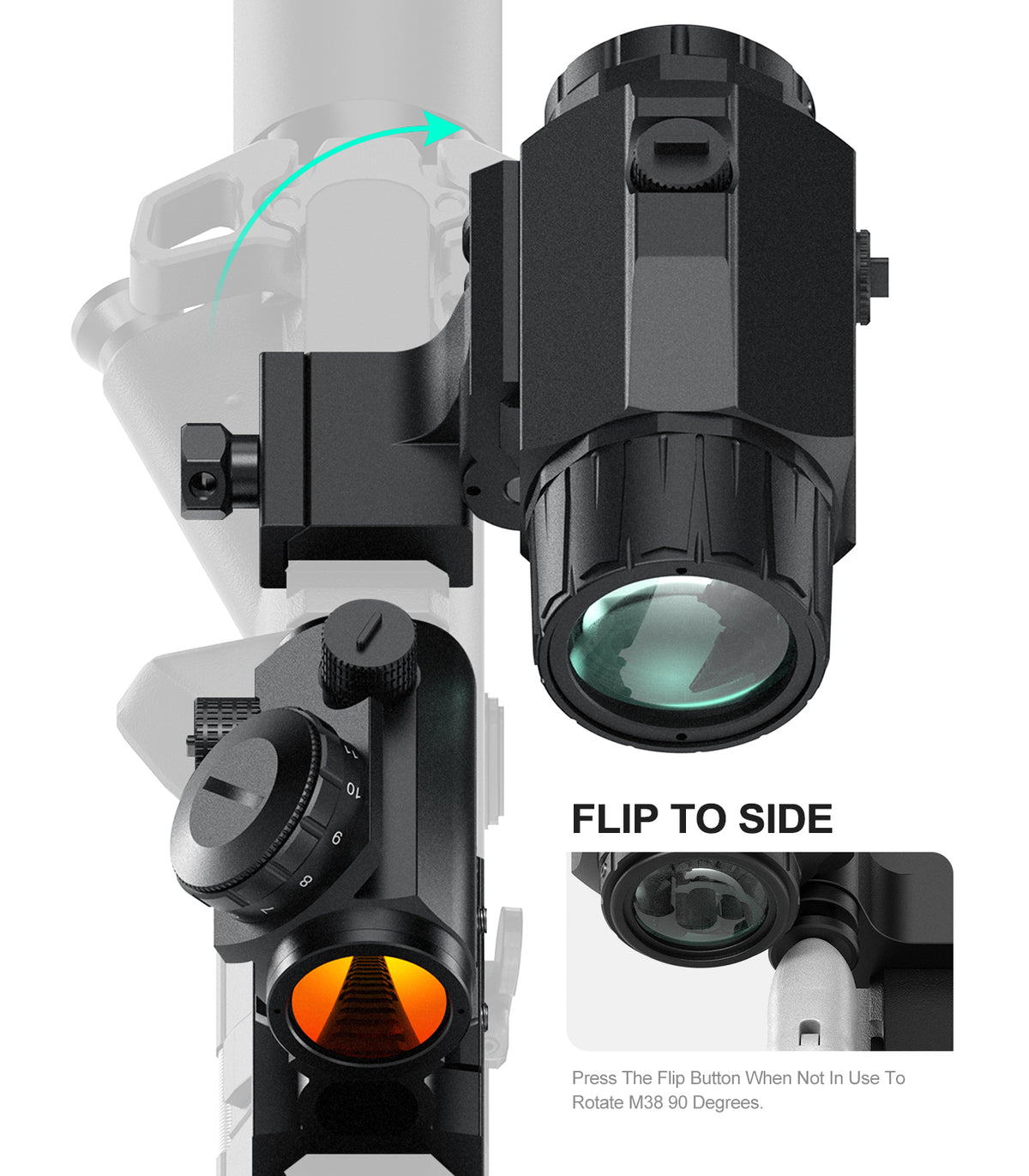 Hawkway RDS-23 & M38 Red Dot & Magnifier Combo With Left Flip Mount