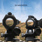 Hwakway M41 3X Red Dot Magnifier With Right Flip Mount