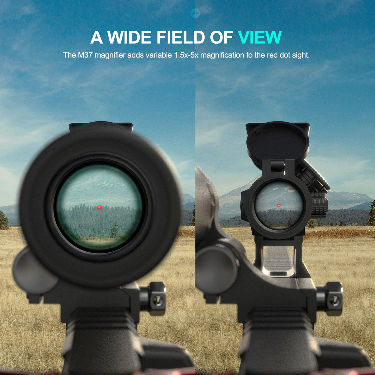 Hawkway V30 & M37 Red Dot & Magnifier Combo With Left Flip Mount