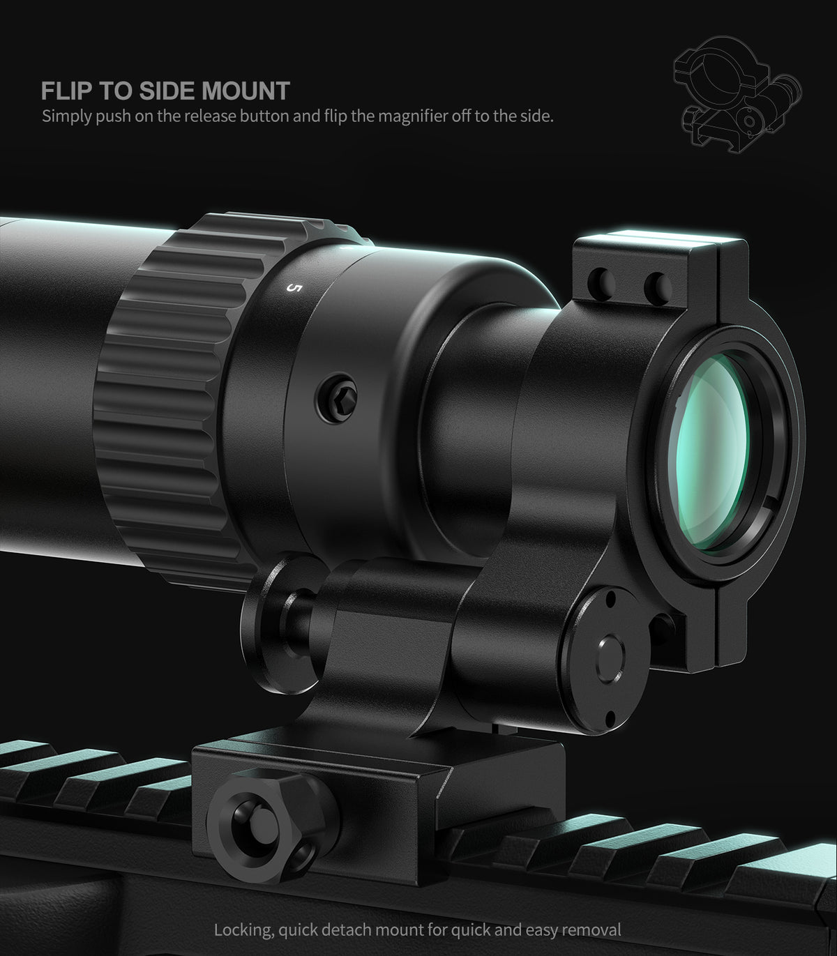 Hawkway M36 1.5X-5X Adjustment Red Dot Magnifier With Left Flip Mount