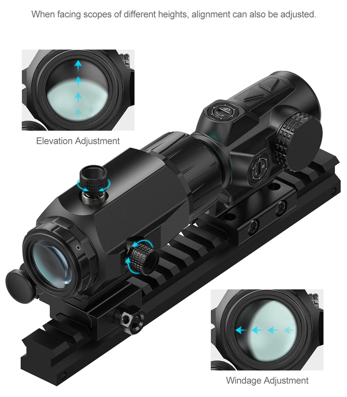 Hawkway M38 5X Red Dot Magnifier With Left Flip Mount