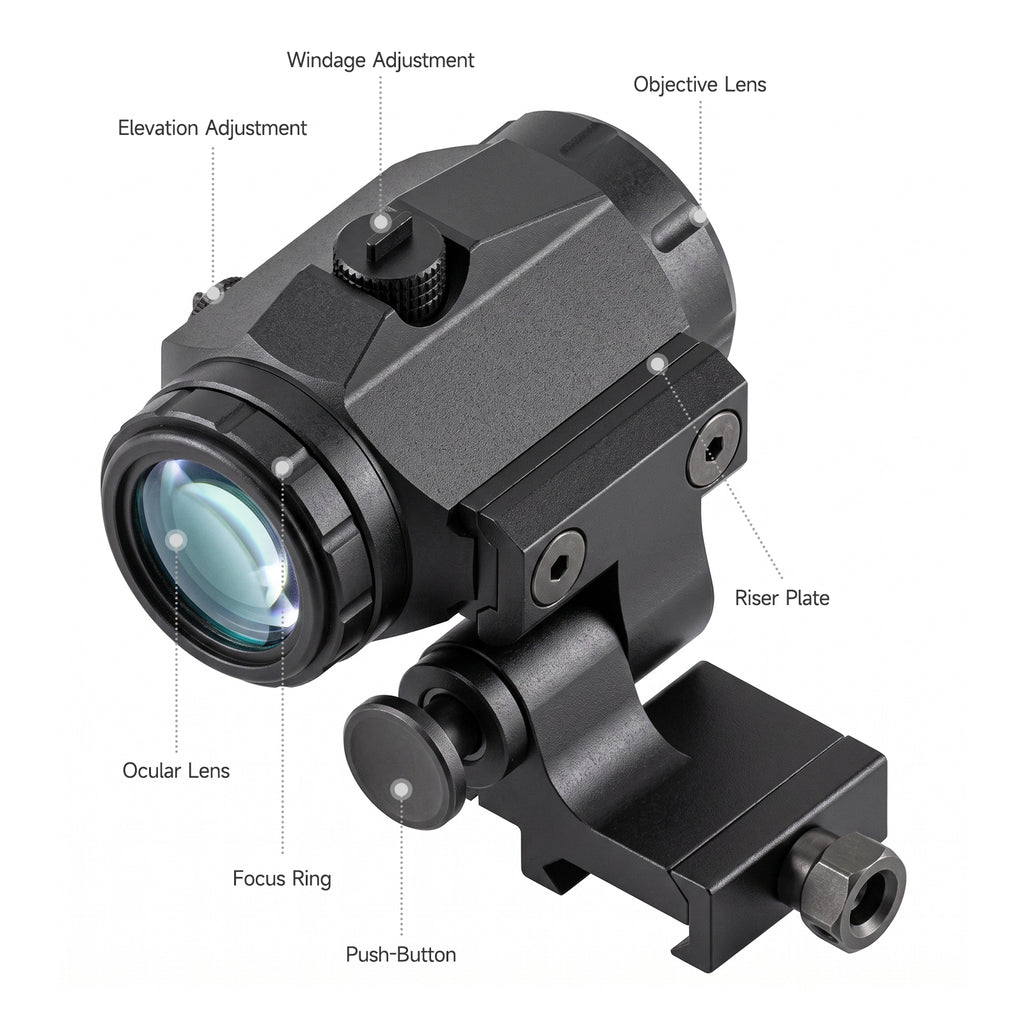 Hawkway M40 3X Red Dot Magnifier With Left Flip Mount