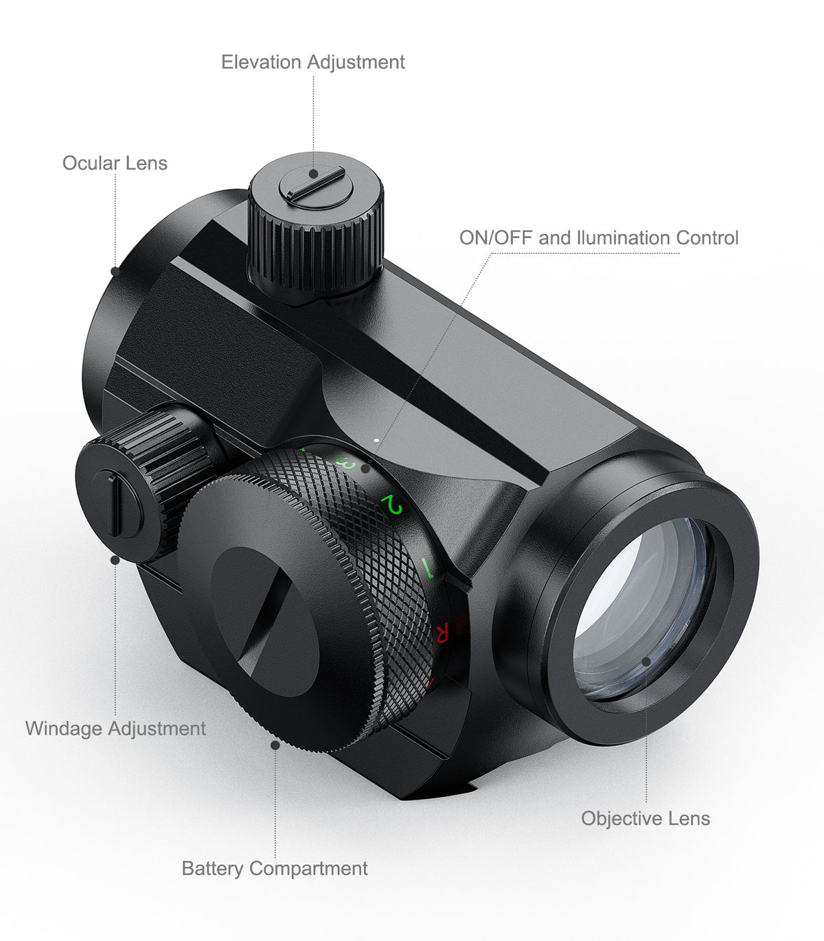 Hawkway 4 MOA Red Green Dot Reflex Sight