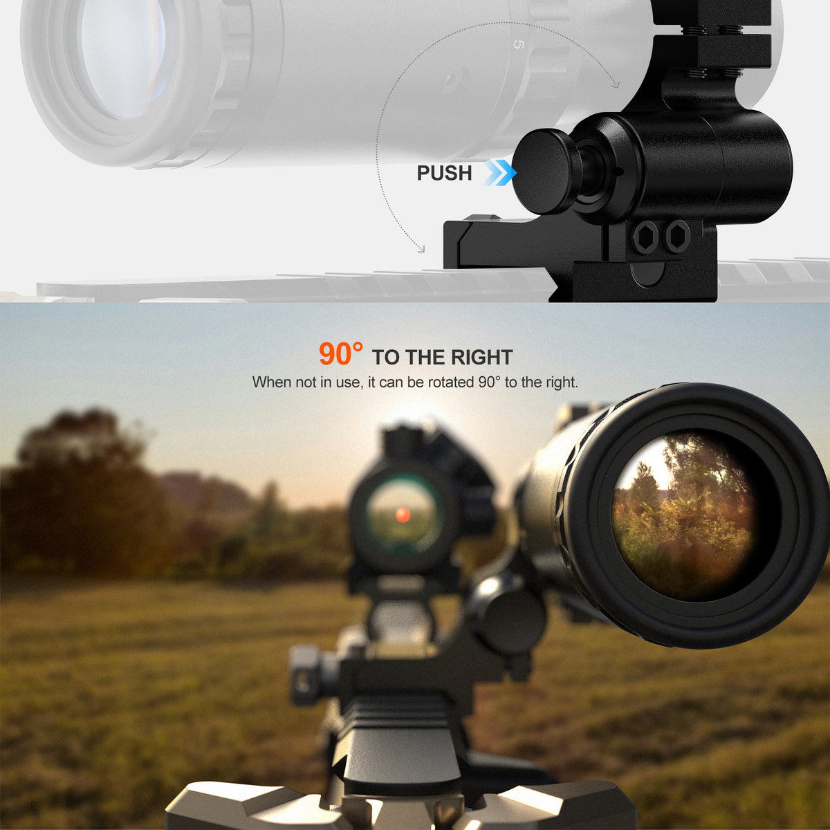 Hawkway V90 & M57 Red Dot & Magnifier Combo With Right Flip Mount