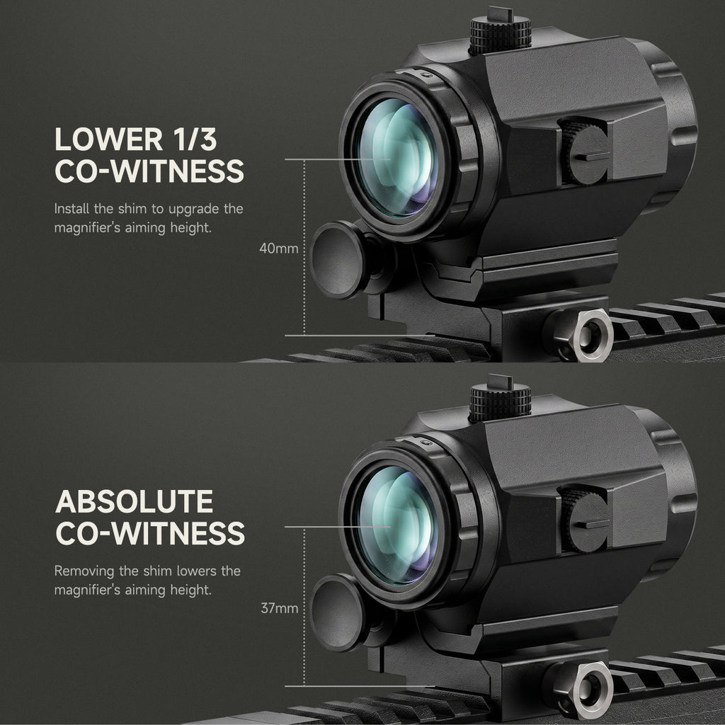 Hawkway M40 3X Red Dot Magnifier With Left Flip Mount