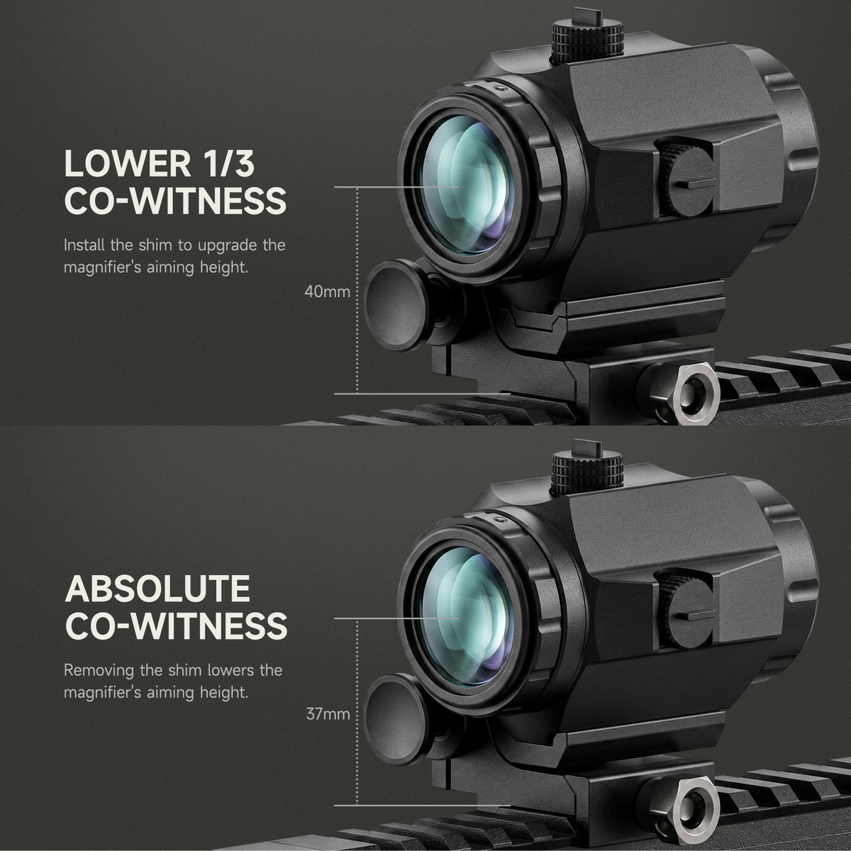 Hawkway M40 3X Red Dot Magnifier With Left Flip Mount