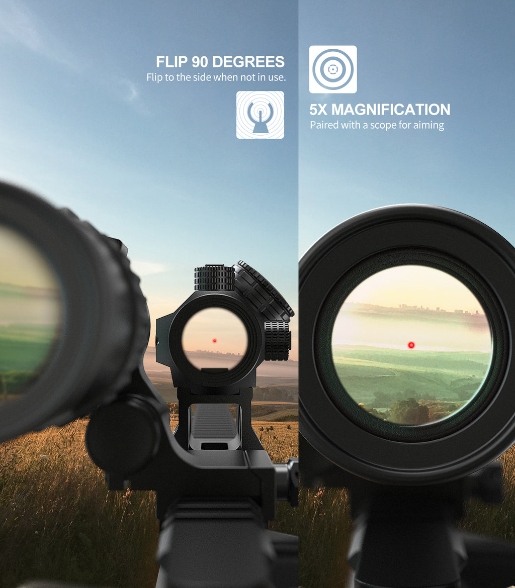Hawkway M36 1.5X-5X Adjustment Red Dot Magnifier With Left Flip Mount