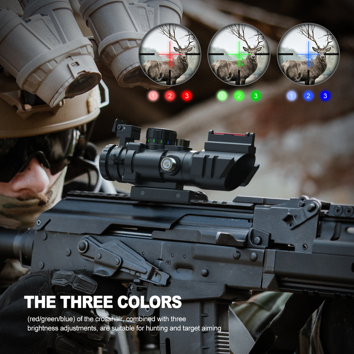 Hawkway R122 4X32mm Red/Green/Blue Reticle Rifle Scope