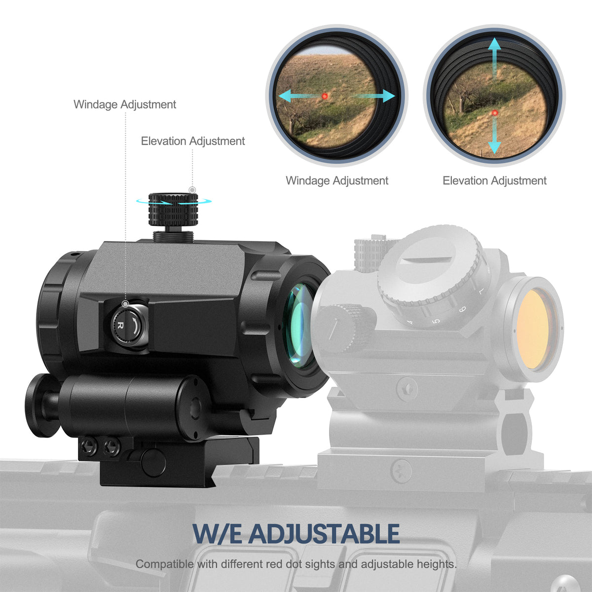 Hwakway M41 3X Red Dot Magnifier With Right Flip Mount