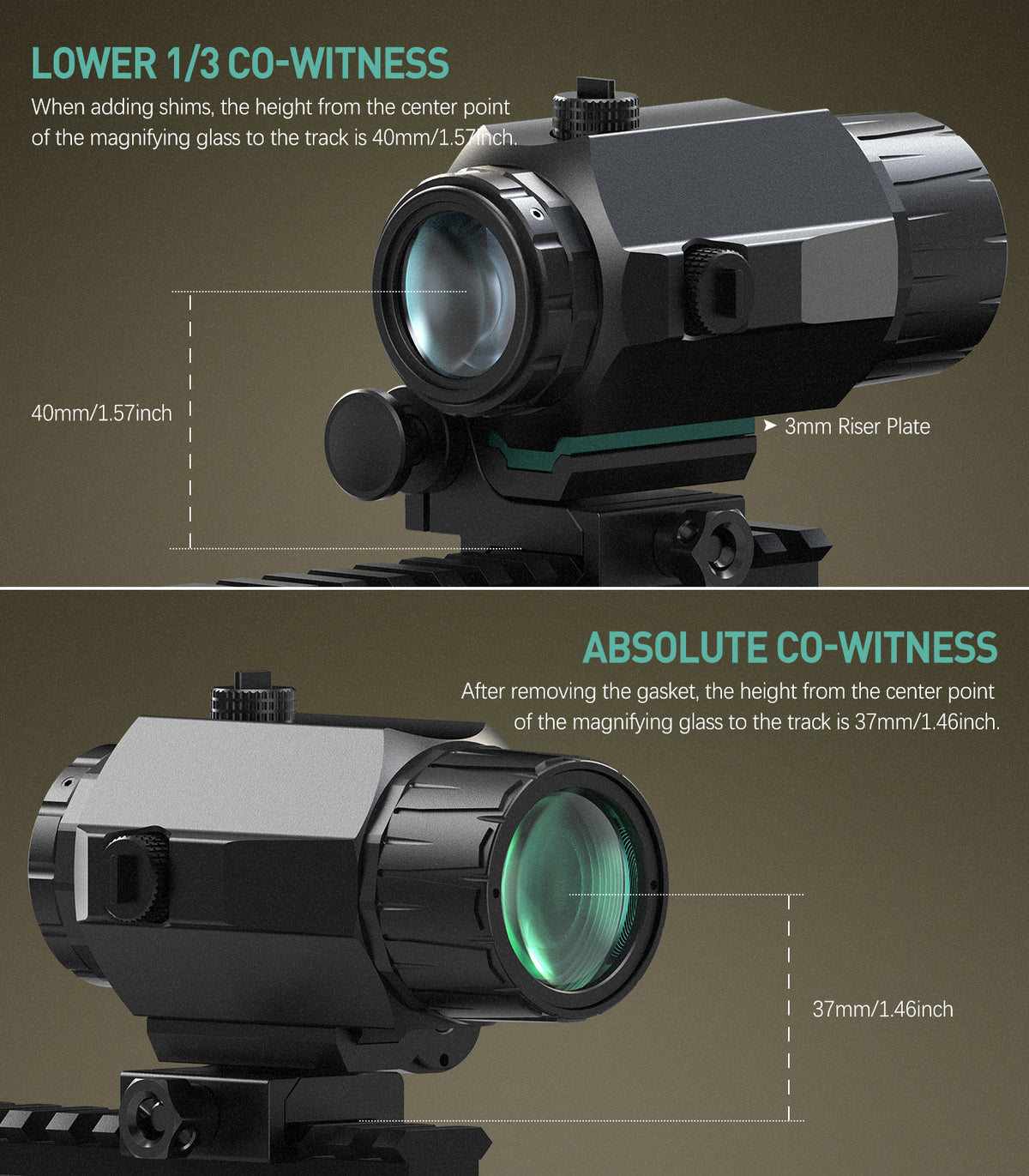 Hawkway M38 5X Red Dot Magnifier With Left Flip Mount