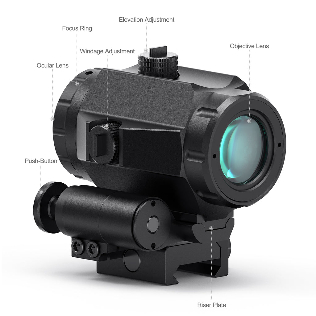 Hwakway M41 3X Red Dot Magnifier With Right Flip Mount