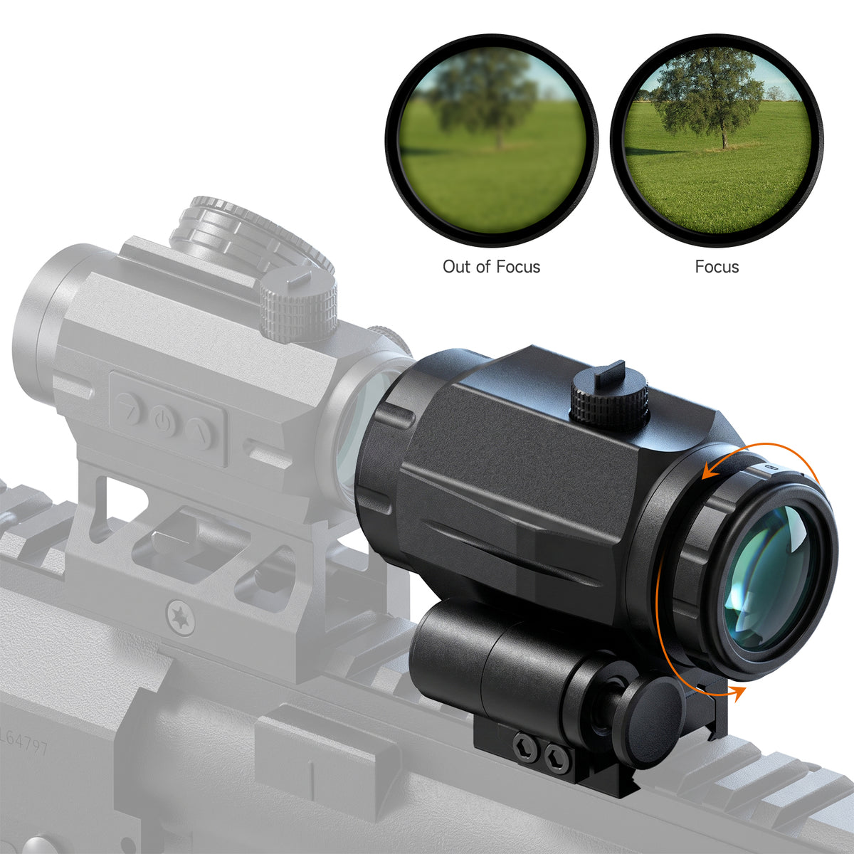 Hawkway M40 3X Red Dot Magnifier With Left Flip Mount