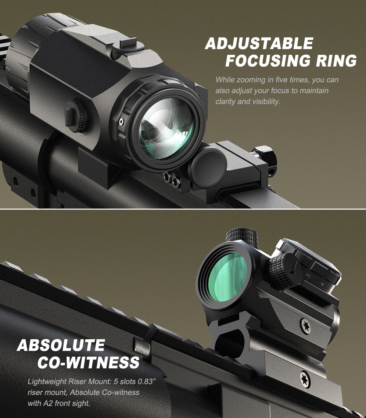 Hawkway RDS-23 & M38 Red Dot & Magnifier Combo With Left Flip Mount