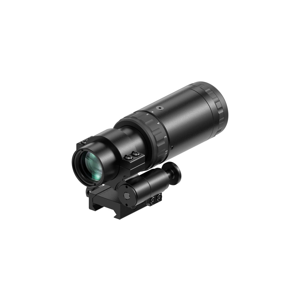 Hawkway M37 1.5X - 5X Adjustment Red Dot Magnifier With Left Flip Mount