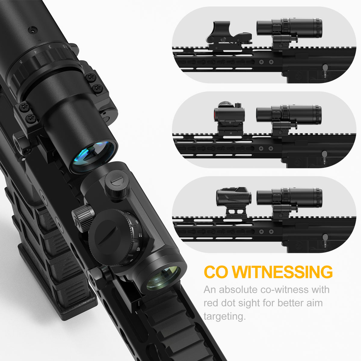Hawkway M37 1.5X - 5X Adjustment Red Dot Magnifier With Left Flip Mount