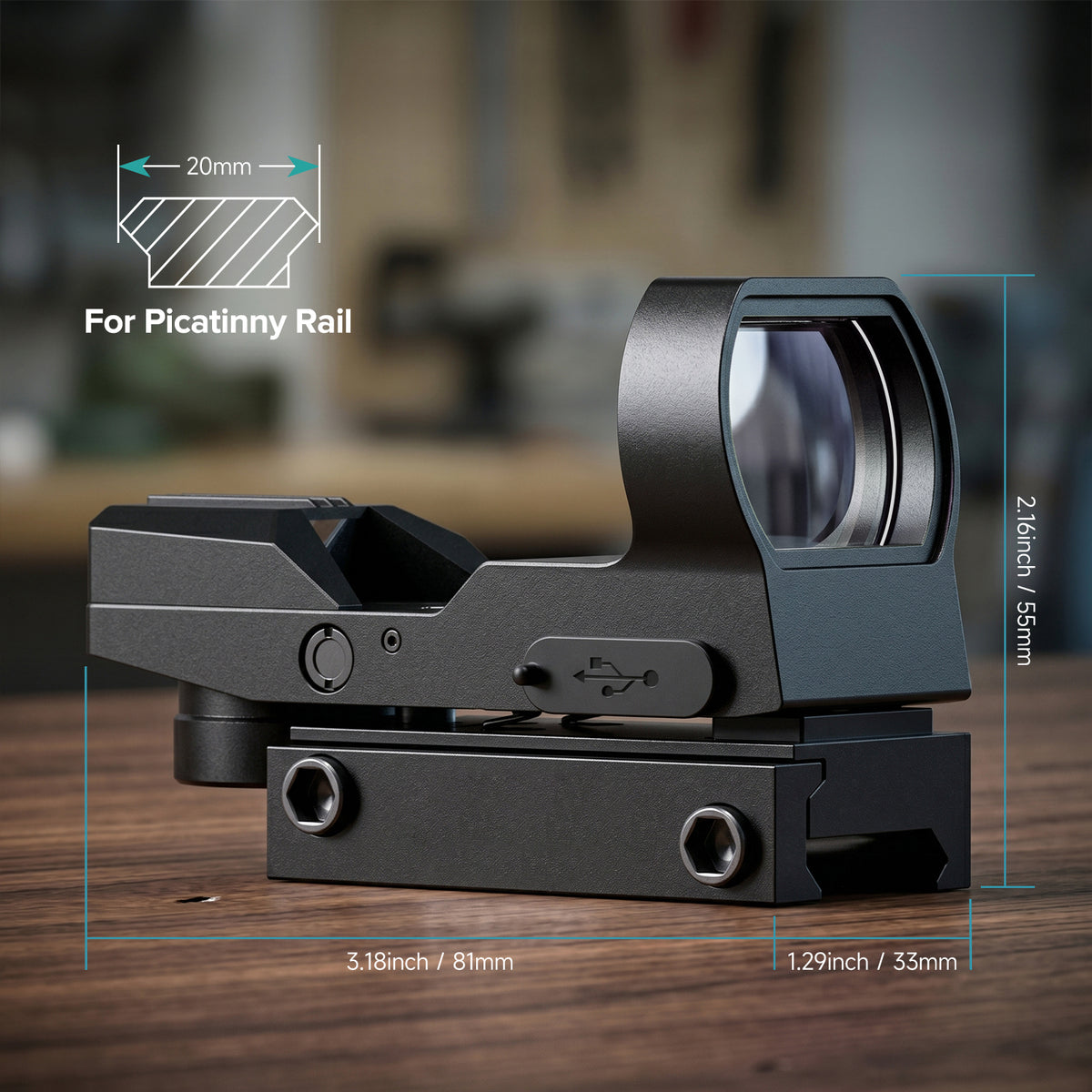Hawkway RS-27 Green & Red Adjustable Reticle Reflex Sight