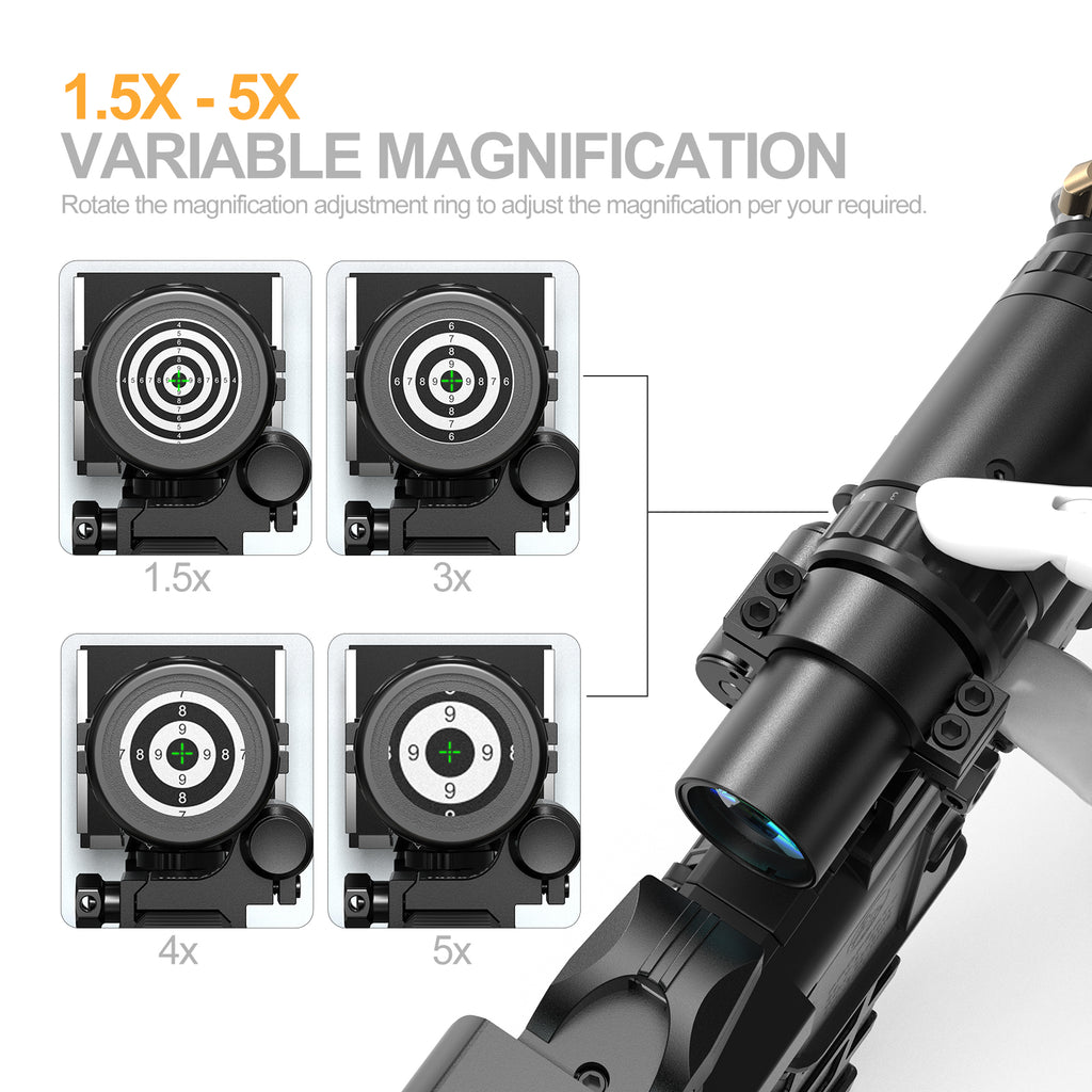 Hawkway M57 1.5x-5x Red Dot Magnifier With Right Flip Mount