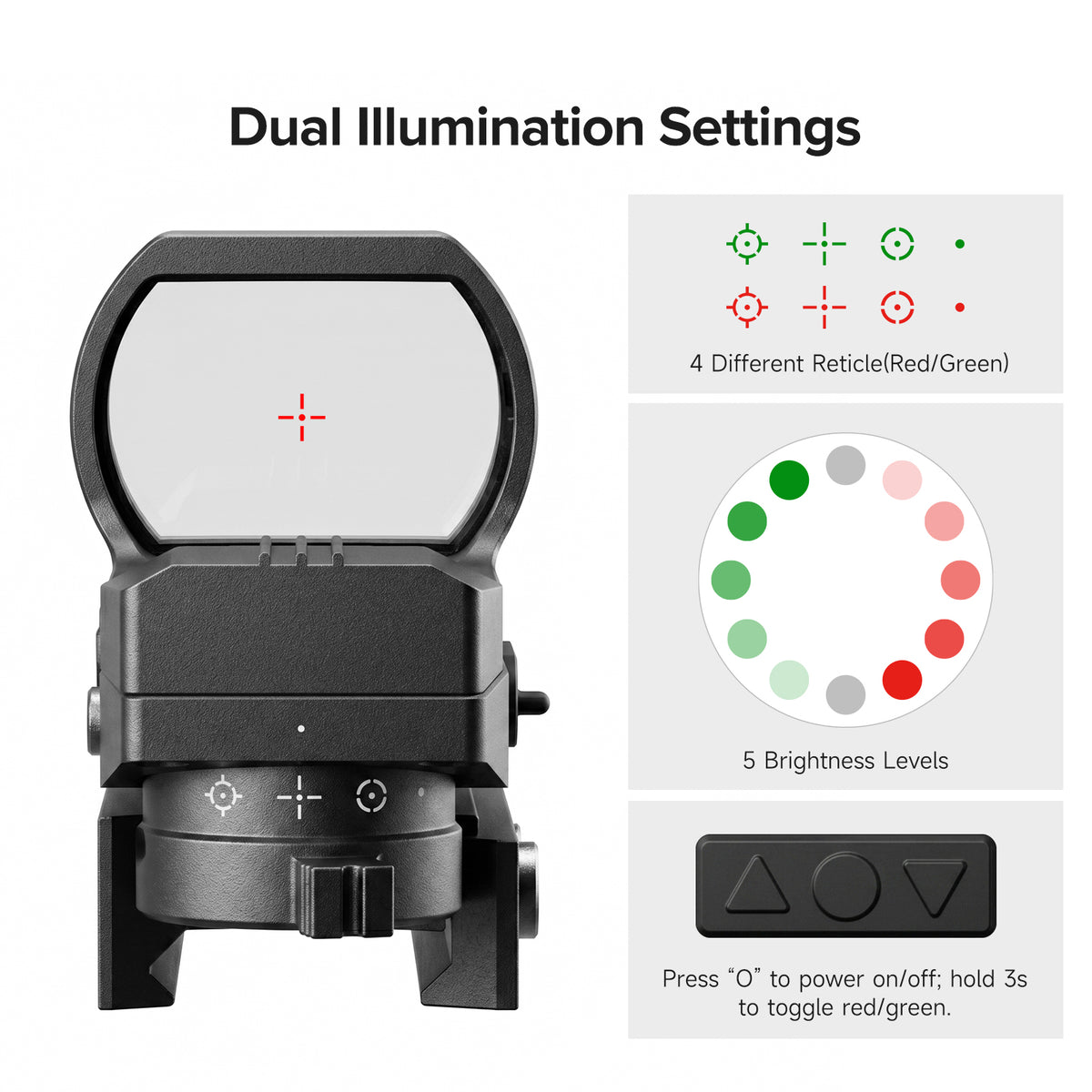 Hawkway RS-27 Green & Red Adjustable Reticle Reflex Sight
