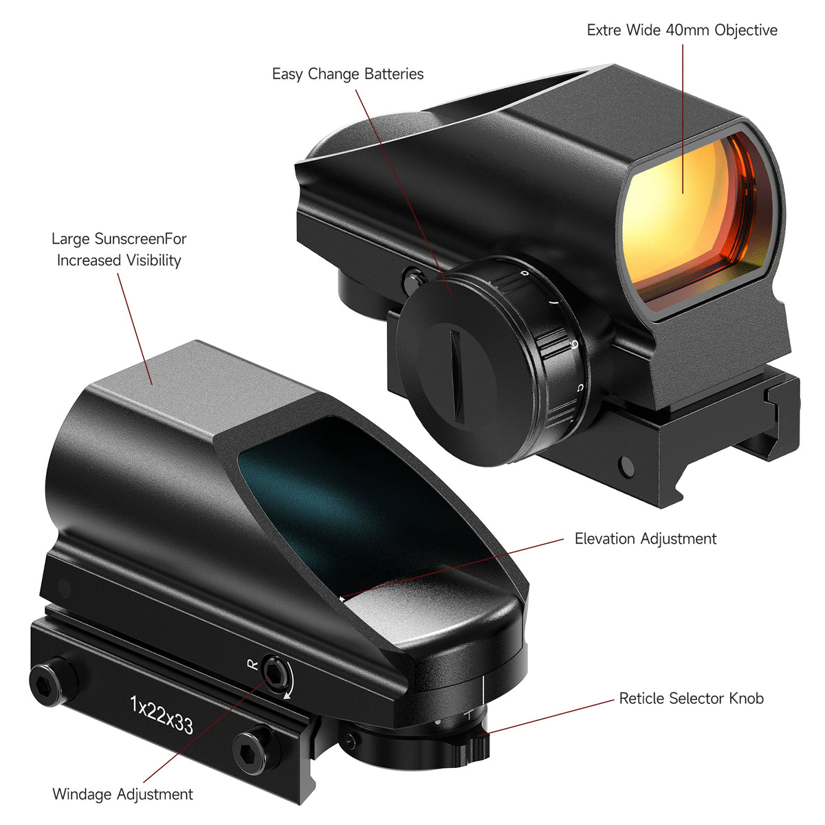 Hawkway RDS-25 Red Dot 4 MOA Reflex Sight