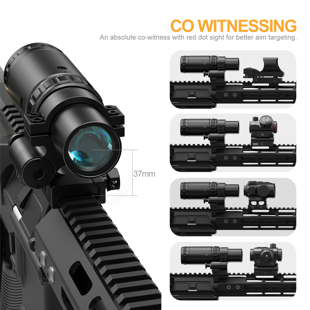 Hawkway M57 1.5x-5x Red Dot Magnifier With Right Flip Mount