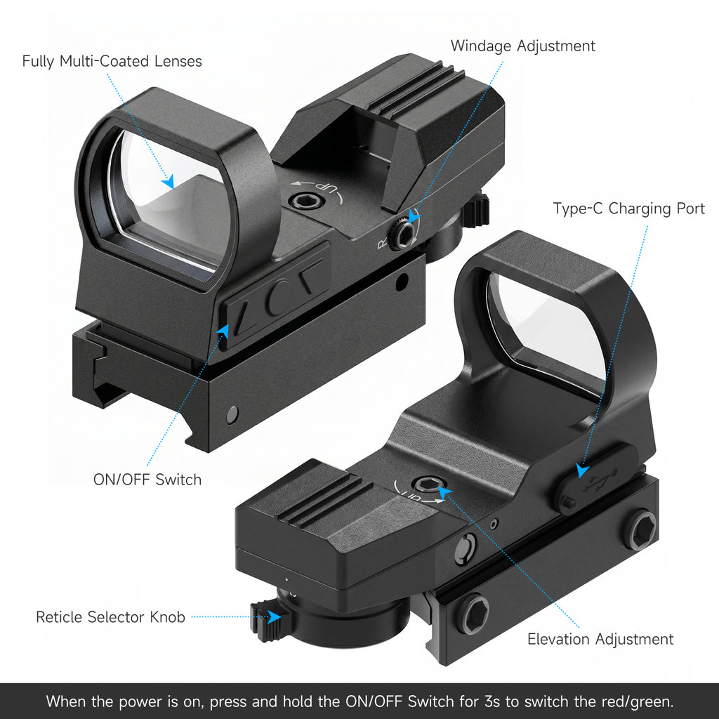 Hawkway RS-27 Green & Red Adjustable Reticle Reflex Sight